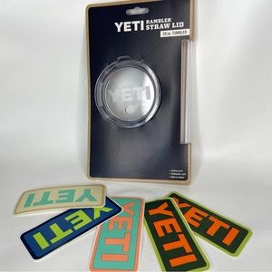 New YETI Lot of Rambler Straw Lid with Five Decals